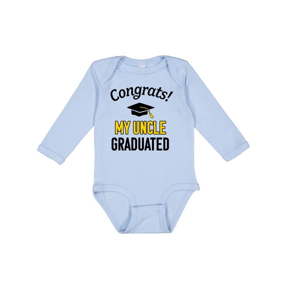 Inktastic Congrats My Uncle Graduated with Cap Boys or Girls Long Sleeve Baby Bodysuit