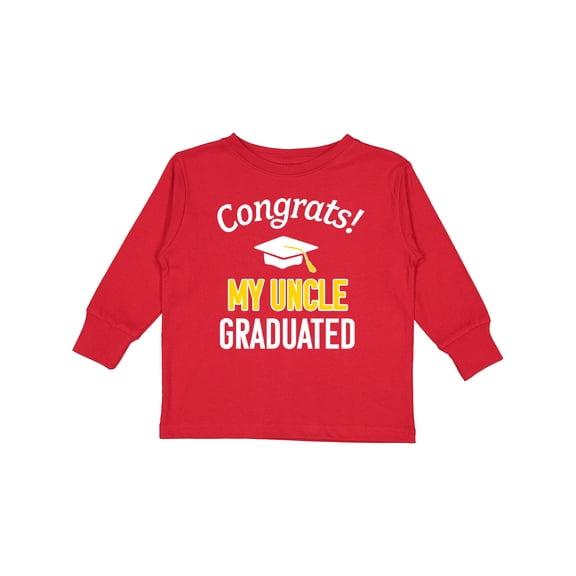 Inktastic Congrats My Uncle Graduated with cap Boys or Girls Long Sleeve Toddler T-Shirt