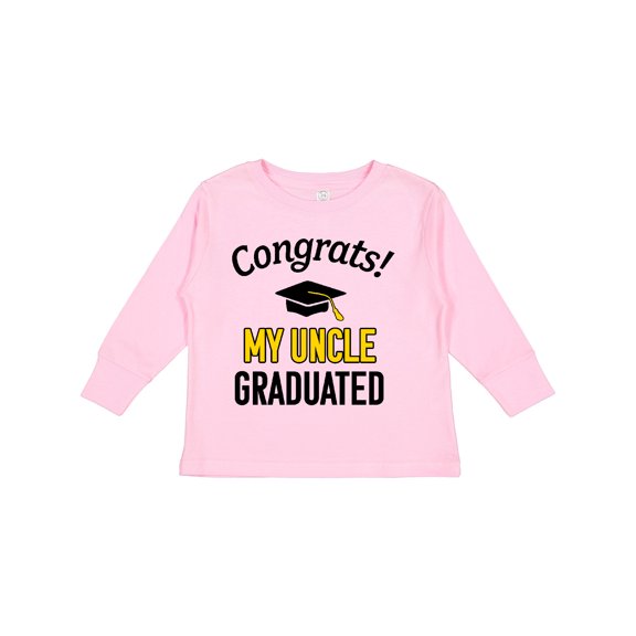 Inktastic Congrats My Uncle Graduated with cap Boys or Girls Long Sleeve Toddler T-Shirt