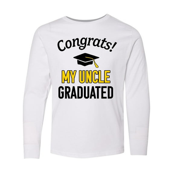 Inktastic Congrats My Uncle Graduated with cap Long Sleeve Youth T-Shirt