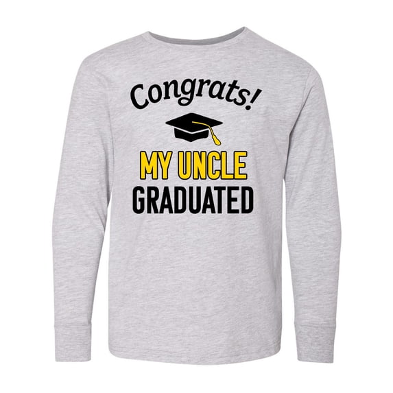 Inktastic Congrats My Uncle Graduated with cap Long Sleeve Youth T-Shirt