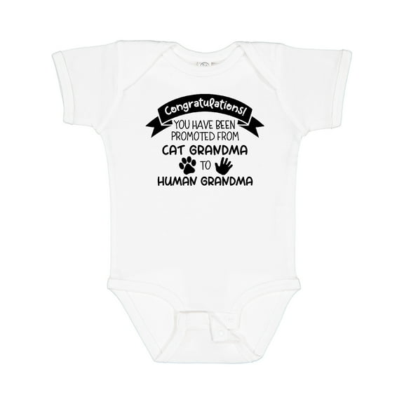 Inktastic Congratulations Promoted from Cat Grandma to Human Grandma Girls Baby Bodysuit