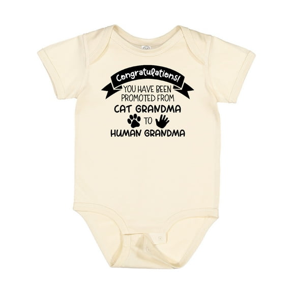 Inktastic Congratulations Promoted from Cat Grandma to Human Grandma Girls Baby Bodysuit