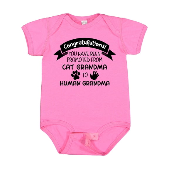Inktastic Congratulations Promoted from Cat Grandma to Human Grandma Girls Baby Bodysuit