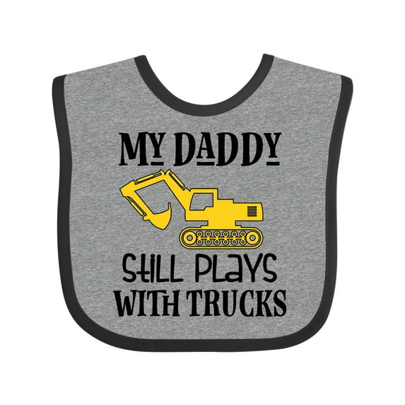 Inktastic Construction Daddy Still Plays with Trucks Boys or Girls Baby Bib