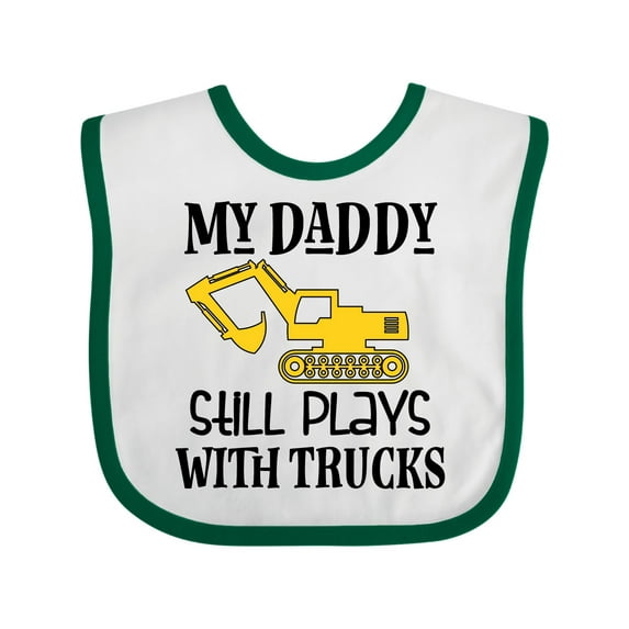 Inktastic Construction Daddy Still Plays with Trucks Boys or Girls Baby Bib