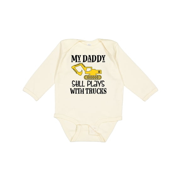 Inktastic Construction Daddy Still Plays with Trucks Boys or Girls Long Sleeve Baby Bodysuit