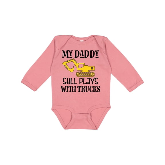 Inktastic Construction Daddy Still Plays with Trucks Boys or Girls Long Sleeve Baby Bodysuit