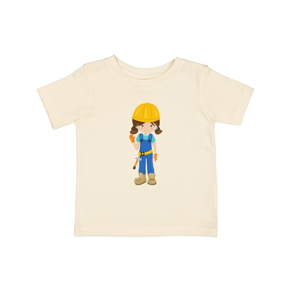 Inktastic Construction Girl, Brown Hair, Cute Girl, Hammer Girls Baby T-Shirt