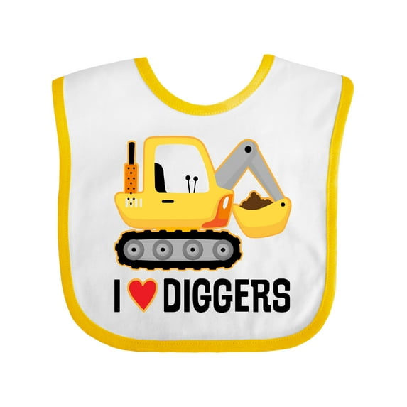 Inktastic Construction Truck I Love Diggers Boys or Girls Baby Bib