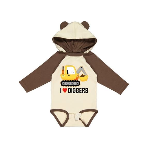 Inktastic Construction Truck I Love Diggers Boys or Girls Long Sleeve Baby Bodysuit