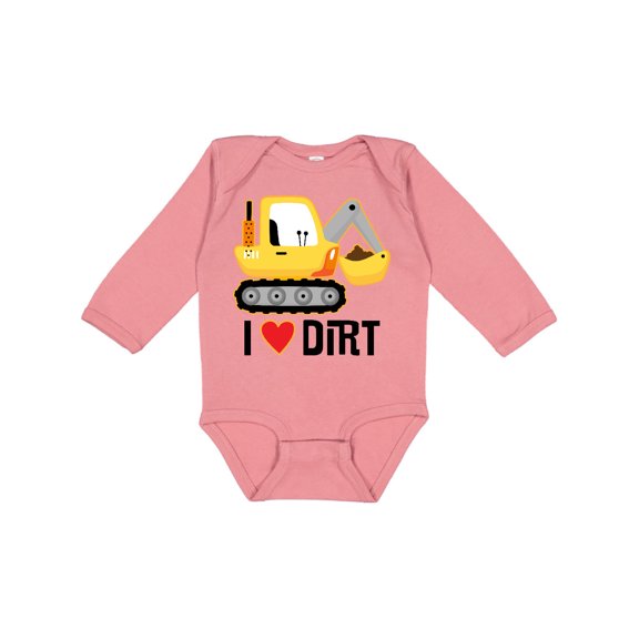 Inktastic Construction Truck I Love Dirt Boys or Girls Long Sleeve Baby Bodysuit