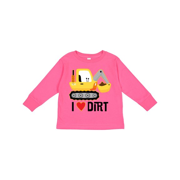 Inktastic Construction Truck I Love Dirt Boys or Girls Long Sleeve Toddler T-Shirt
