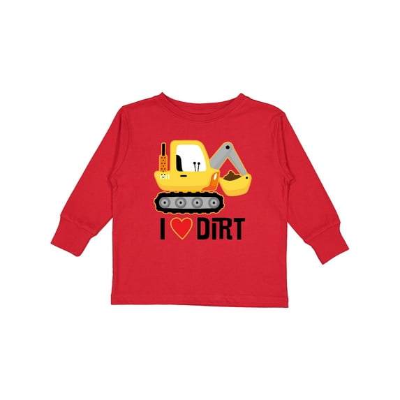Inktastic Construction Truck I Love Dirt Boys or Girls Long Sleeve Toddler T-Shirt