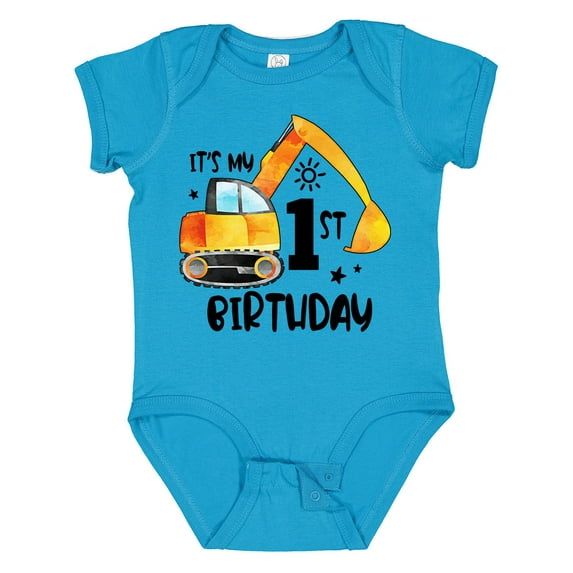 Inktastic Construction Truck It's My 1st Birthday Boys or Girls Baby Bodysuit