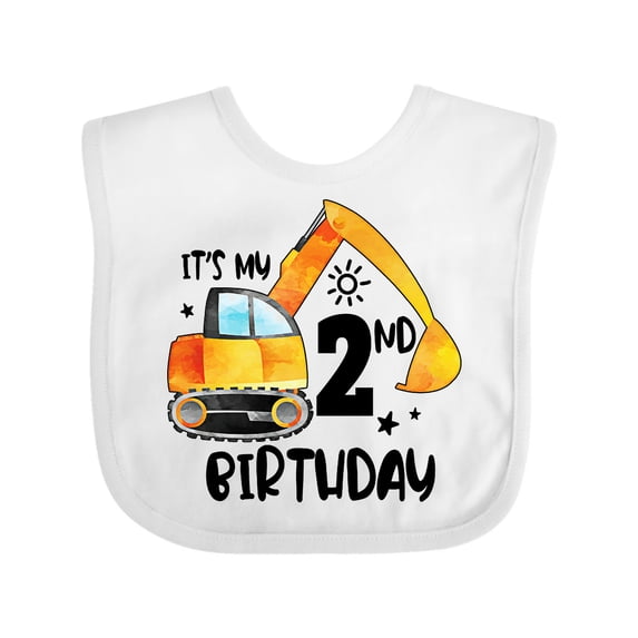 Inktastic Construction Truck It's My 2nd Birthday Boys or Girls Baby Bib