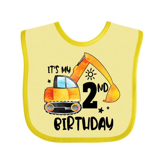 Inktastic Construction Truck It's My 2nd Birthday Boys or Girls Baby Bib