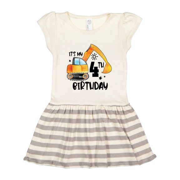 Inktastic Construction Truck It's My 4th Birthday Gift Toddler Girl Dress