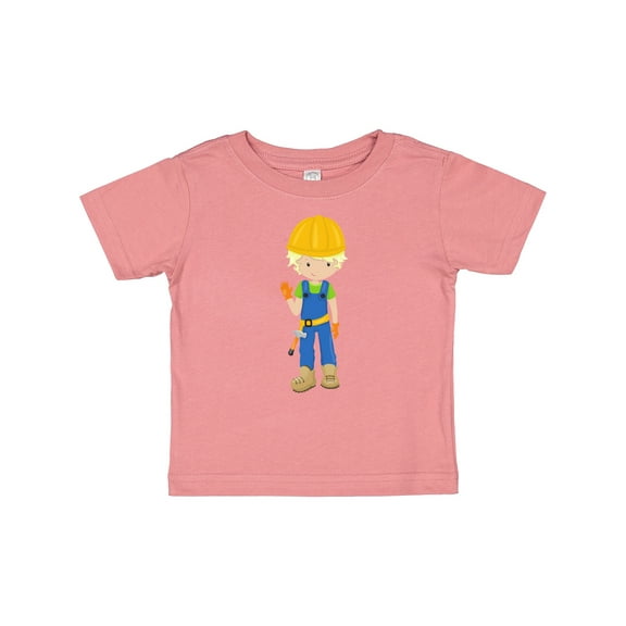 Inktastic Construction Worker, Blond Hair, Boy With Hammer Boys Baby T-Shirt