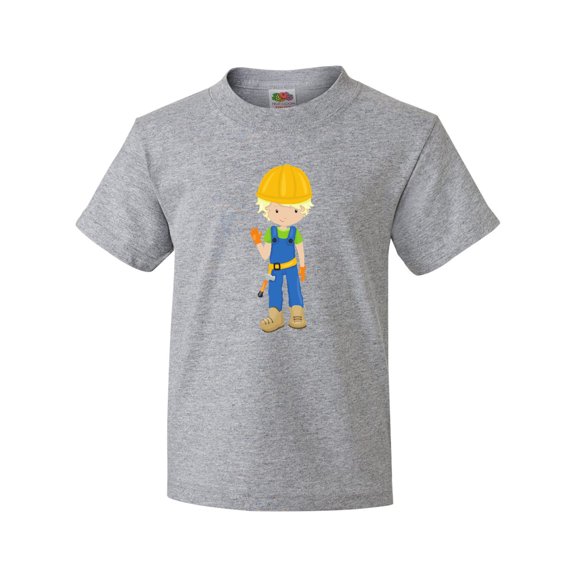 Inktastic Construction Worker, Blond Hair, Boy With Hammer Youth T-Shirt