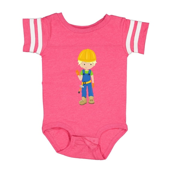Inktastic Construction Worker, Blond Hair, Cute Boy, Hammer Boys Baby Bodysuit