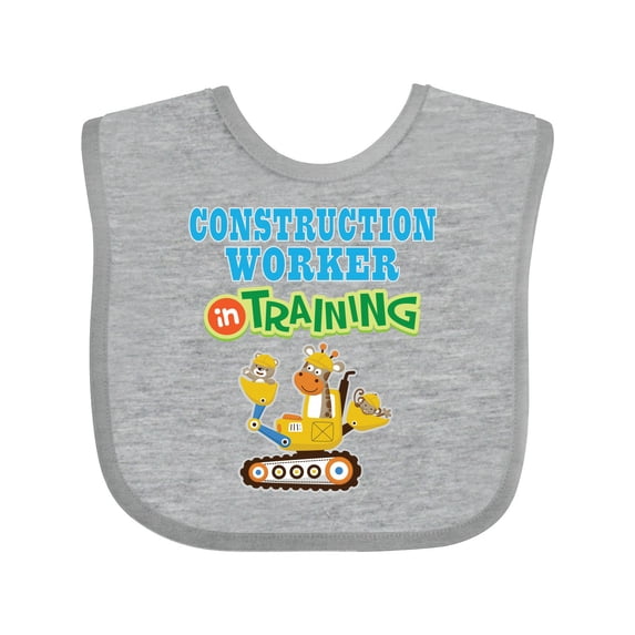 Inktastic Construction Worker in Training Boys or Girls Baby Bib