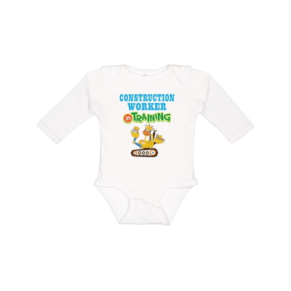 Inktastic Construction Worker in Training Boys or Girls Long Sleeve Baby Bodysuit