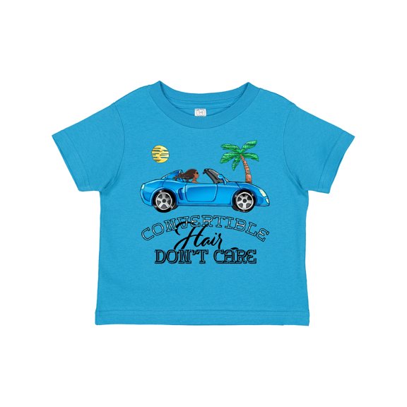 Inktastic Convertible Hair Don't Care with Black Hair and Blue Car Girls Toddler T-Shirt