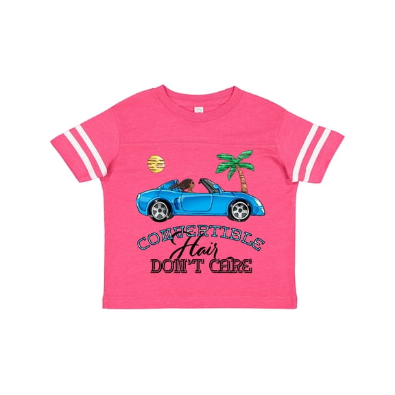 Inktastic Convertible Hair Don't Care with Black Hair and Blue Car Girls Toddler T-Shirt