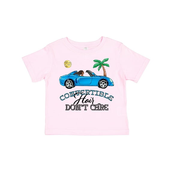 Inktastic Convertible Hair Don't Care with Black Hair and Blue Car Girls Toddler T-Shirt