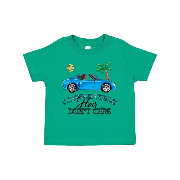 Inktastic Convertible Hair Don't Care with Black Hair and Blue Car Girls Toddler T-Shirt