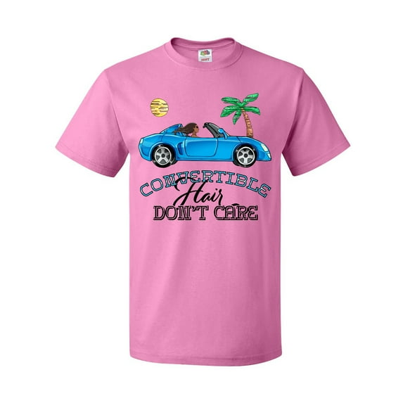 Inktastic Convertible Hair Don't Care with Black Hair and Blue Car T-Shirt
