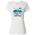 thumbnail image 1 of Inktastic Convertible Hair Don't Care with Brown Hair and Blue Car Women's T-Shirt, 1 of 5