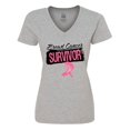 thumbnail image 1 of Inktastic Cool Breast Cancer Survivor Women's V-Neck T-Shirt, 1 of 5