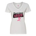 thumbnail image 1 of Inktastic Cool Breast Cancer Survivor Women's V-Neck T-Shirt, 1 of 5