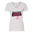 thumbnail image 1 of Inktastic Cool Breast Cancer Survivor Women's V-Neck T-Shirt, 1 of 5