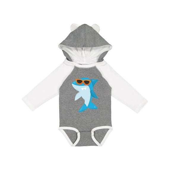 Inktastic Cool Shark, Shark Wearing Sunglasses, Cute Shark Boys or Girls Long Sleeve Baby Bodysuit