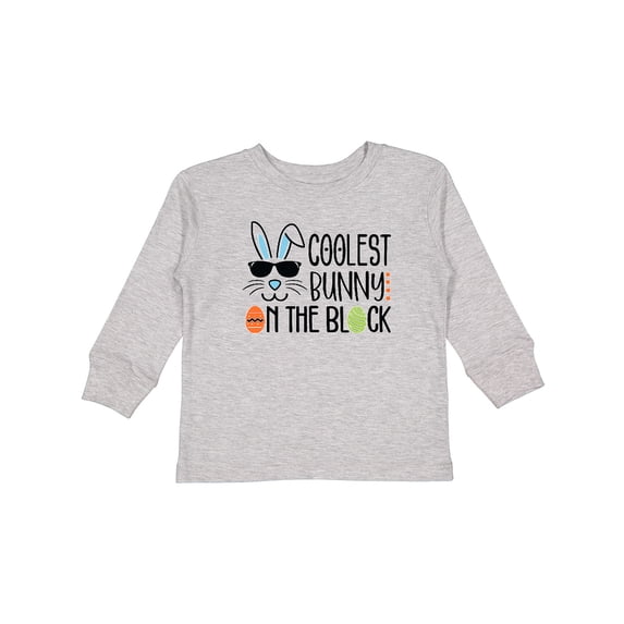 Inktastic Coolest Bunny on the Block Easter Boys Long Sleeve Toddler T-Shirt