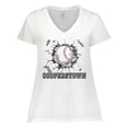 thumbnail image 1 of Inktastic Cooperstown Baseball Breakthrough Women's Plus Size V-Neck T-Shirt, 1 of 5