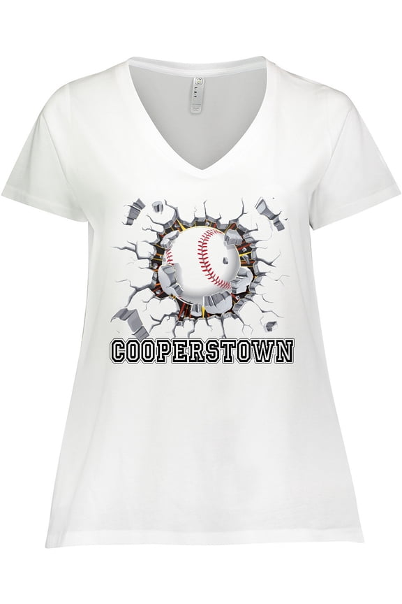 Cooperstown Baseball Breakthrough Women's Plus Size V-Neck T-Shirt