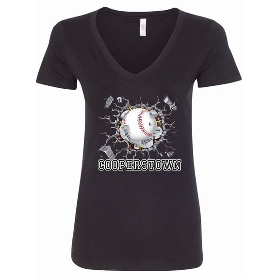Inktastic Cooperstown Baseball Breakthrough Women's V-Neck T-Shirt