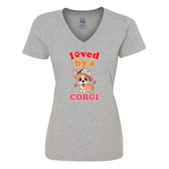 Inktastic Corgi Dog Lover Gift Women's V-Neck T-Shirt
