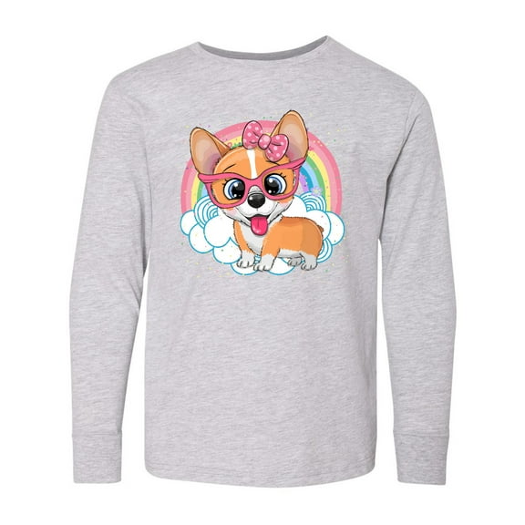 Inktastic Corgi Dog Lover Rainbow Long Sleeve Youth T-Shirt
