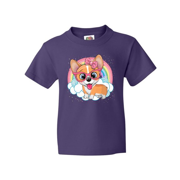 Inktastic Corgi Dog Lover Rainbow Youth T-Shirt