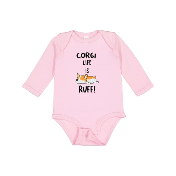 Inktastic Corgi Life is Rough Boys or Girls Long Sleeve Baby Bodysuit