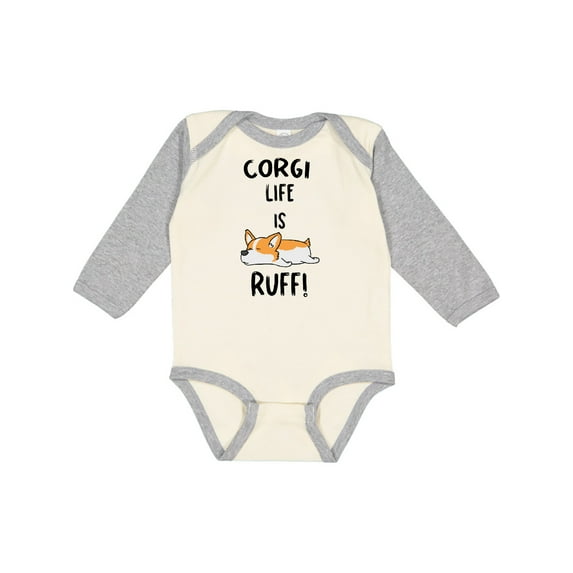 Inktastic Corgi Life is Rough Boys or Girls Long Sleeve Baby Bodysuit