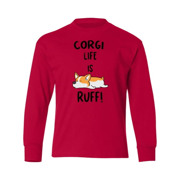 Inktastic Corgi Life is Rough Long Sleeve Youth T-Shirt