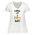 thumbnail image 1 of Inktastic Corgi Life is Rough Women's Plus Size V-Neck T-Shirt, 1 of 5