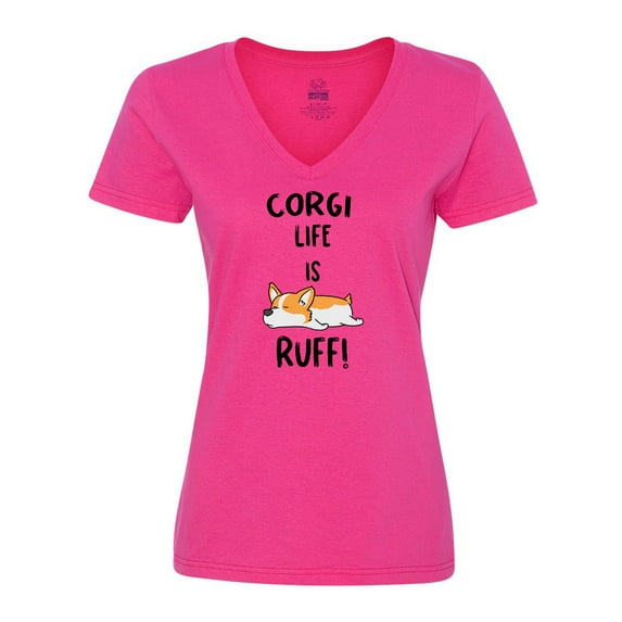 Inktastic Corgi Life is Rough Women's V-Neck T-Shirt