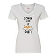 thumbnail image 1 of Inktastic Corgi Life is Rough Women's V-Neck T-Shirt, 1 of 5